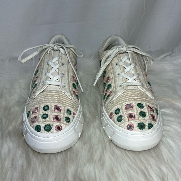 Free People Catch Me If You Can Crochet Mirror Platform Sneakers Sz 37/US 6.5-7 - Picture 2 of 7